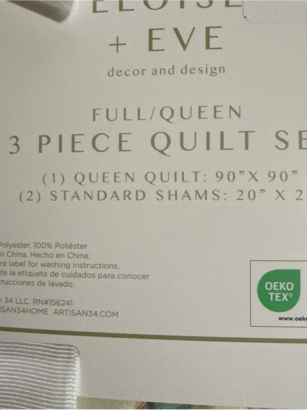 Eloise + Eve Home Decor Floral Quilted 3-Piece Quilt Set in Cream, Pink & Green